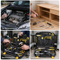 79PCS Household Hand Tool Set Hammer Pliers Socket Wrench Screwdriver Repair Kit Portable Plastic Case Home Auto Use