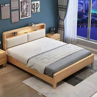 Cadre de lit multifonctionnel moderne avec tête de lit de rangement en bois massif, mobilier de chambre à coucher au design simple, taille king size et queen size pour la maison et l'hôtel