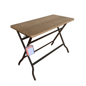 Mesa Plegable de Madera con Estructura Metálica, Tablero Rectangular de Contrachapado, Escritorio Portátil para Hogar, Oficina o Fiestas - Product Image 1