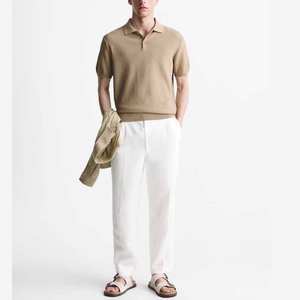 Fabbrica <span class=keywords><strong>Outlet</strong></span> da <span class=keywords><strong>uomo</strong></span> di alta qualità in tinta unita testurizzata per <span class=keywords><strong>Polo</strong></span> in cotone 100% con Logo personalizzato a maniche corte motivo a righe - Product Image 3