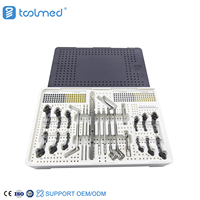 Kit d'instruments orthopédiques vétérinaires pour traumatismes Alps 2.0/2.4mm 2.7/3.5mm, ensemble d'instruments TPLO pour la chirurgie animale (Boîte PPSU)
