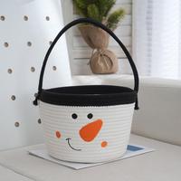 Panier de rangement portable en forme de citrouille d'Halloween, corde de coton écologique, réutilisable, décorations de fête intérieure/extérieure pour