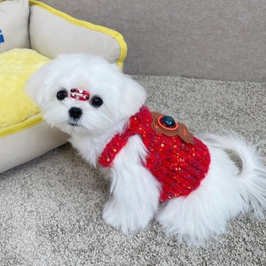 Suéter navideño para mascotas, peto <span class=keywords><strong>de</strong></span> punto con tirantes para perro, Bichón Maltés, Teddy, atuendo informal para el Festival <span class=keywords><strong>de</strong></span> Primavera, transfronterizo - Product Image 3