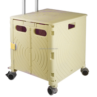 Chariot de courses pliable portable en plastique avec 4 roues pivotantes à 360 degrés et plateau de rangement
