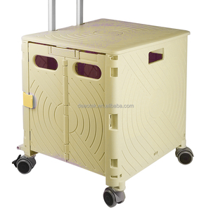 Chariot <span class=keywords><strong>de</strong></span> courses pliable portable en plastique avec 4 roues pivotantes à 360 degrés et plateau <span class=keywords><strong>de</strong></span> <span class=keywords><strong>rangement</strong></span> - Product Image 5