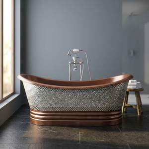 Baignoire ovale autoportante de luxe en cuivre à pattes de chat sans couvercle pour adultes, maison, hôtel, salle de bain - Artisanat indien - Product Image 1