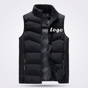 <b>Men's</b> <b>Black</b> Quilted Sleeveless Puffer <b>Vest</b> Stand Collar With Front Logo For All Seasons Motorbike Riding Wear - Product Image 4