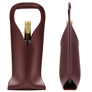Bolsa de Mano de Cuero PU Premium, Porta Botellas Individual, Porta Vino para Viajes y Regalos - Product Image 1