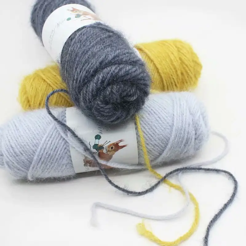 Vendita diretta in fabbrica 12/4 scoiattolo lanugine filato per maglieria a mano filato di lana di seta brillante