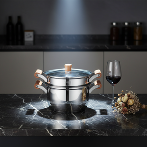Casserole vapeur pour bébé en acier avec poignée en bois, cuiseur vapeur et bouilleur multifonction pour nourrissons, compatible avec les plaques à induction - Product Image 6