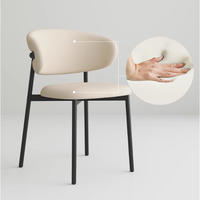 Chaise de salle à manger moderne à dossier incurvé et rembourrée avec pieds en métal noir, chaise de loisirs nordique pour la maison, restaurant, mobilier OEM ODM