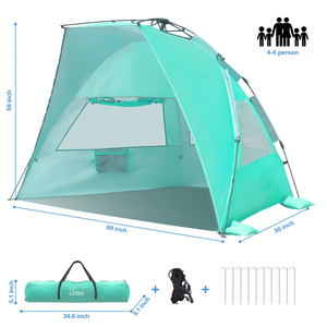 Piso extensible de instalación instantánea con 3 toldos de ventilación, tienda de campaña impermeable para la playa, protección UV, tienda de campaña para exteriores - Product Image 2