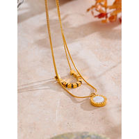 Collier pendentif multicouche Gaovo en coquillage naturel double face, acrylique noir et chaîne en acier inoxydable, bijou de mode, cadeau pour femme