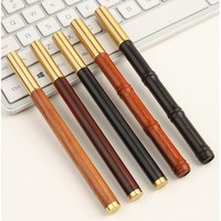 1 Pcs Factory Direct Supply Solid Wood Wooden Sign Pen Brass Gel Pen Office Business Gift Wooden Pen