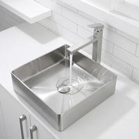Vasque de salle de bain en acier inoxydable plaqué PVD, design carré, couleurs personnalisées, revêtement nano, résistante aux rayures, pour appartements (vente en gros)
