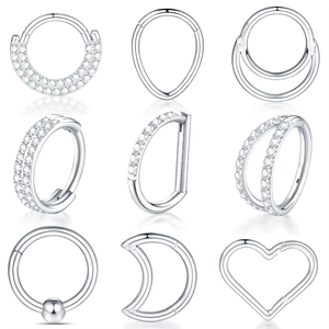 <span class=keywords><strong>Anneau</strong></span> de septum nasal en acier chirurgical 316L, divers modèles, <span class=keywords><strong>anneau</strong></span> segmenté à charnière, <span class=keywords><strong>anneau</strong></span> d'<span class=keywords><strong>oreille</strong></span> hélix, bijoux avec CZ - Product Image 1
