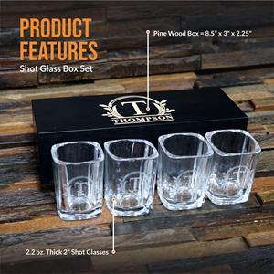豪華なショットグラス4個セット 名入れ木製ボックス付き エレガントなバーアクセサリーギフトセット バレンタインデー - Product Image 4