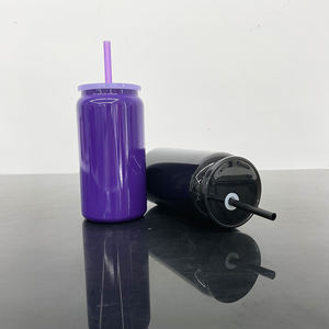 Entrepôt américain Halloween Noir Violet Sublimation Gobelet à double paroi isolé sous vide en acier inoxydable 16oz pour canette de bière - Product Image 5