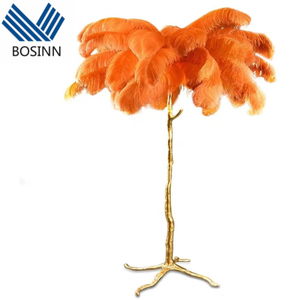 Lampadaires couleur corail décoration salon argent comptant Fengshui or jeune arbre lampes branche autruche plume <span class=keywords><strong>lampadaire</strong></span> - Product Image 2