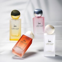 Flacon en verre rectangulaire de luxe de 50 ml avec couvercle, emballage cosmétique pour parfum, flacon vide plat de 100 ml avec pompe