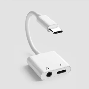 Adaptor Headphone Aux Jack 3.5mm, earphone 2 in 1 audio Adapter Splitter kabel putih, pengisi daya musik untuk iphone X XS Max XR 8 Plus