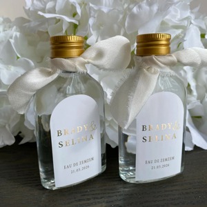 Etichetta Personalizzata per Bottiglia di Succo Nuziale Zamzam, Adesivo Personalizzato a Forma di Arco, 50 Pezzi, Ecologico, Impermeabile, in PVC Durevole, per Fidanzamento - Product Image 5