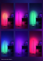 Lámpara de Pie Inteligente RGB LED para Esquina con Sincronización Musical, Control por Aplicación, 16 Millones de Colores, para Sala de Estar, Dormitorio, Decoración de Juegos