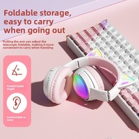 Nouveau casque de jeu filaire avec oreilles de chat, design léger, éclairage RGB éblouissant, casque sans fil pliable BT 5.3, circum-auriculaire actif
