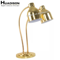 Station de présentation alimentaire en acier inoxydable pour hôtel Huadison, avec lampe chauffante pour aliments