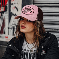Gorra Trucker de Malla Rosa Marrón al por Mayor con Logotipo Bordado en 3D, Gorra de Béisbol de Moda Urbana para Mujer, Verano, Exterior, Snapback