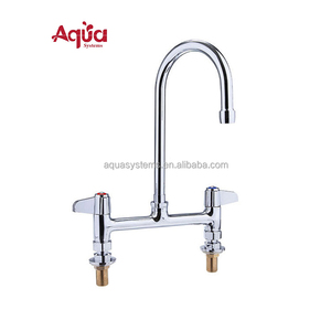 Robinet mélangeur de cuisine en laiton chromé, nouveau robinet mélangeur de cuisine flexible à double poignée monté sur comptoir - Product Image 1