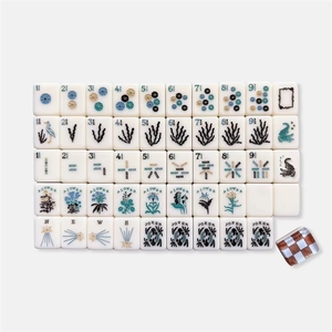 Set di Mahjong Americano da 160 Pezzi <span class=keywords><strong>con</strong></span> Motivo a Scacchiera, Vendita all'Ingrosso, Tessere in Acrilico a 4 Strati <span class=keywords><strong>con</strong></span> Estetica Costiera - Product Image 1