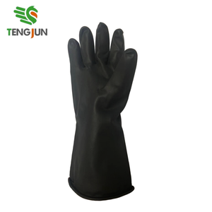 High Quality Long Big Size Black <strong>Latex</strong> Industrial Working Safety <strong>Gloves</strong> with Anti-Slip Waterproof Ambidextrous Pull-On Closure - Product Image 1