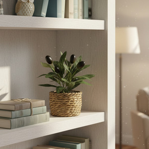 LINDOJUNI Albero di Ulivo Artificiale in Miniatura in <span class=keywords><strong>Vaso</strong></span> di Erba Intrecciata <span class=keywords><strong>per</strong></span> Decorazione Casa e Ufficio - Product Image 4