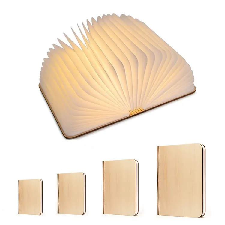 Amazon top sell 2022 hot sale lumio wooden mini reading usb led folding paper book shape light lamp