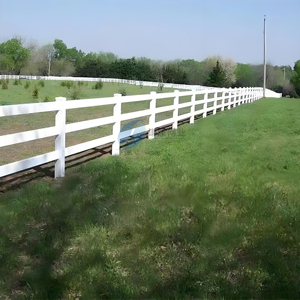 Valla de Rancho de Carreras de Caballos de PVC blanco flexible sólido, Tres rieles, cercado de PVC para carreras, puertas de enrejado, servicio de modelado 3D disponible - Product Image 1