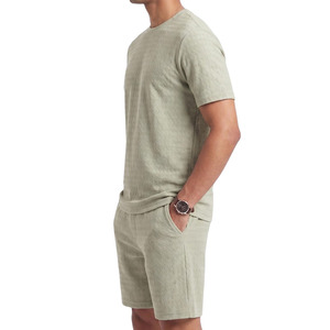 Ensemble 2 pièces été homme : T-shirt et short en coton uni, respirant et confortable, col rond - Product Image 3
