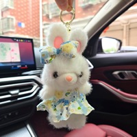 Gantungan Kunci Gaun Bunga Lucu dengan Liontin Boneka Kelinci untuk Hiasan Tas