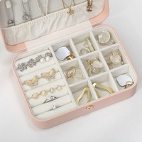 Échantillon Gratuit Étui de Rangement Bijoux Luxe en Cuir PU Portable avec Logo Personnalisé pour Bague et Collier, Boîte d'Emballage Bijoux de Voyage Rectangle