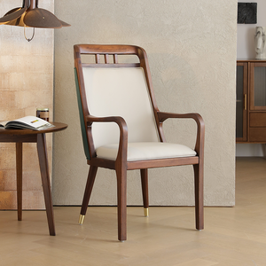 Chaise de salle à manger avec accoudoirs, restaurant, chaise à dossier en bois massif pur - Product Image 2