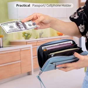 Long <span class=keywords><strong>portefeuille</strong></span> en cuir <span class=keywords><strong>anti</strong></span>-<span class=keywords><strong>RFID</strong></span> pour femmes et pochette pour téléphone porte-cartes de crédit sac d'argent-grand sac à main pour <span class=keywords><strong>femme</strong></span> - Product Image 5