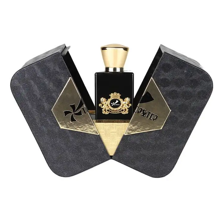 Coperchio stampato con Logo in lamina d'oro di alta qualità e scatola di base scatola rigida per stampa a caldo nera di lusso personalizzata per regalo di profumo di gioielli