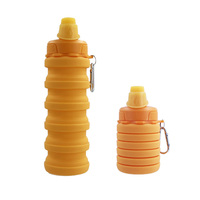 Bouteille d'eau pliable en silicone au design original pour le camping, avec bouchon à vis, pour adultes et randonnée, marque privée