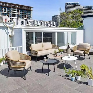 High Quality Wholesale Modern Aluminium Chair Set for Waterproof <b>Sunscreen</b> Courtyard Balcony Villa - Product Image 1