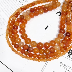 Perles en pierre naturelle de 8 mm et 10 mm, perles rondes en <span class=keywords><strong>aventurine</strong></span> rouge-<span class=keywords><strong>orange</strong></span>, perles en cristal pour la fabrication de colliers et de bracelets, vente en gros - Product Image 3