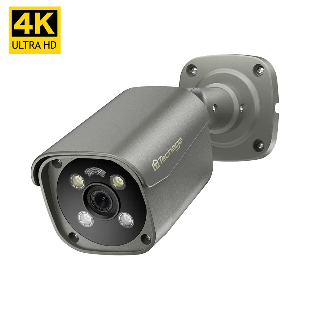 8MP आईपी कैमरा Poe के आउटडोर IP66 निविड़ अंधकार ऑडियो अलार्म प्रणाली H.265 रंग रात दृष्टि कैमरा