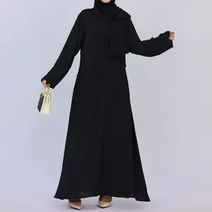 3295 Kuwii Hot Selling Black Abaya 2023 Dubai Cotton Muslim Dress for Women Newest Abaya