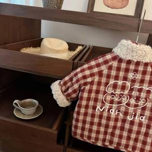 Reversible Plaid Cotton-Padded <b>Coat</b> For Girls Thick Warm Winter Stand-Up Collar Outwear - Product Image 3