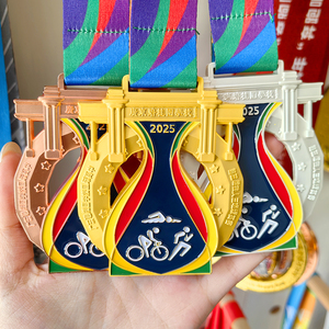 Médaille de sport en métal Design personnalisé du fabricant Médaille de vélo d'équilibre de course de natation cyclisme - Product Image 6