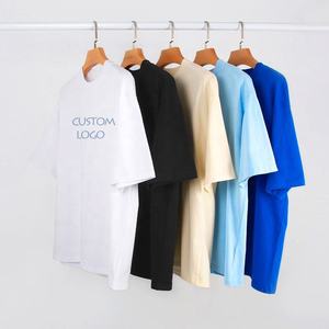 T-shirt surdimensionné en tissu tricoté de qualité supérieure 100% coton avec impression personnalisée, broderie et logo en relief pour hommes - Product Image 1